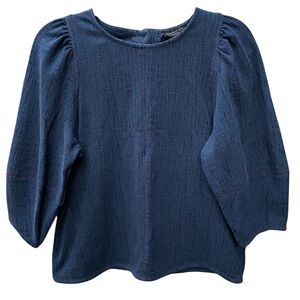 Current Air Los Angeles Anthropologie Womens Blue Peasant Blouse Top Size M